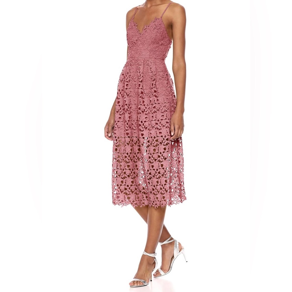 Astr the Label Pink Cami Strap Sleeveless Lace A-Line Midi Dress Size Small